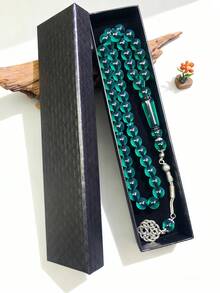 1pc Exquisite Beaded Necklace, 45pcs 10mm Acrylic Middle Eastern Luxury Accessory, High-End Gift Box Packaging, Eid Mubarak Prayer Beads - Multicolor - View 4