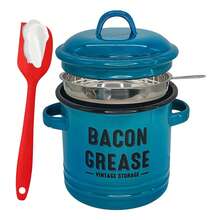 Recipiente para grasa de tocino esmaltado con colador de malla fina y espátula de silicona para aceite de cocina, manteca, aceite de coco, herramienta de cocina para camping - Multicolor - Ver 16