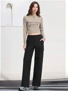 CAMEL CROWN Women's Cargo Pants, Waterproof, Windproof, Fleece Lining, Warm, Suitable For Outdoor Hiking, Camping, Sports, Casual Wear, Windproof Trousers, Autumn/Winter - Phantom Black - View 7