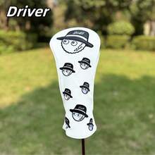 A Fun Fisherman Pattern White Golf Club Head Cover, Embroidered Pattern Design, Enhanced Golf Club Protection, Golf Accessories, PU Material. - Multicolor - View 3