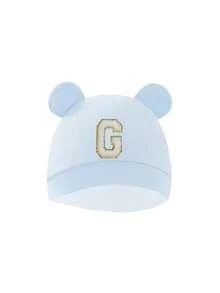1pc Newborn Baby Hat, Solid Color & Printed Ear Design, Warm Protective Cute Casual Accessory, Suitable For Outdoor Use - Baby Blue - View 9