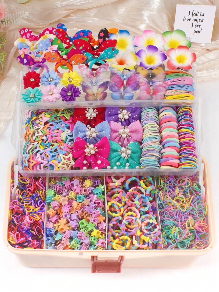 Set Aksesori Rambut Anak Perempuan Berwarna-warni 833pcs, Termasuk Jepit Rambut Bunga Daisy, Mutiara, Pita, Bintang, Tetesan Air, Ikat Rambut Telinga Kelinci, Jepit Rambut Bunga Kain, Cocok Untuk Berbagai Gaya Rambut, Penggunaan Sehari-hari Dan Pesta - MultiWarna - View 1