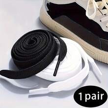 MIYA 1 Pair Classic Flat Shoelaces - Soft Fabric Shoe Strings Sneakers & Casual Shoes, 2 Color Athletic Laces, Durable Shoe Rope - 白色 - 查看 1
