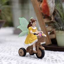 Estátua de fada em resina, montada em uma bicicleta florida - 8,3 cm (3,26 polegadas), com asas brilhantes e um toque de humor. Ideal para decorar jardins floridos da primavera, gramados, varandas e áreas externas, além de ser um ótimo presente para a Páscoa e o Dia dos Namorados. - Menina das flores em uma bicicleta - Ver 12