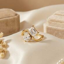 1枚锆石蛇形水滴方形戒指，适合女士日常佩戴 - 不銹鋼戒指 - 查看 20