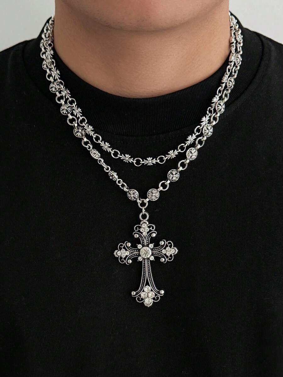 2 piezas Collares con colgante de cruz, regalo de joyería para familia, amigos y compañeros de clase