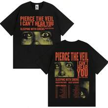 Fashion Hip-Hop Rock Music T-Shirt For Men Retro T-Shirt Pierce Veil I Can't Hear You Tour 2025 Merch T-Shirt Y2k Top - màu đen - Xem 2