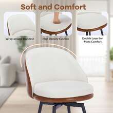 Tabernos de bar de 26 pulgadas Conjunto de 2, Tabernos giratorios con cuero de PU y tela de lino, Taberno de patas de metal de altura para bar, isla de cocina, comedor, sin brazos, fácil de montar - beige parduzco - Ver 7