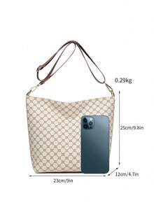 时尚百搭大容量印花优雅女士单肩包 - 白色 - 查看 7