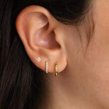 3pcs Copper Plated Classic Fashion Daily Wear Earrings For Women - 3 Copper  Earrings - View 9