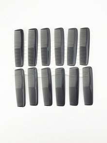 12pcs Portable Double-Row Hair Comb, Haircut Comb, Thick & Thin Teeth Comb - Black - View 8