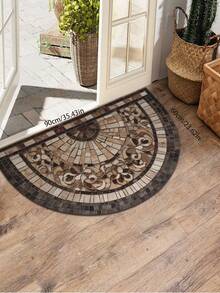 1 tấm thảm cửa hình bán nguyệt - Thảm cửa hình bán nguyệt họa tiết hoa Mandala phong cách Bohemian, thảm trải sàn trong nhà/ngoài trời, thảm cửa hình sỏi 2D nhiều màu sắc (be/nâu/xám/đen/trắng), thảm cửa trước, thảm sân hiên, trang trí nhà cửa - Dễ vệ sinh, họa tiết hoa, cấu trúc chắc chắn, thảm trang trí, trang trí trong nhà - Nhiều màu - Xem 14