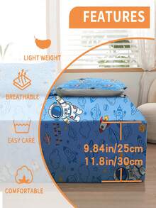 1/2/3pcs Set Blue Astronaut Bedding Set, Soft & Breathable Polyester Fabric, Suitable For Twin/Full/Queen/King Size Bed, Machine Washable - Multicolor - View 5
