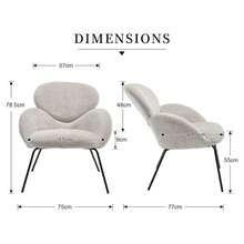 Chairus 1PC Scandinavian Grey Chenille Lounge Chair With Metal Legs - Light Grey - View 4