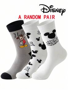 Disney 3双装正品迪士尼男士袜子，绣有可爱的米奇一家卡通人物图案，中筒袜，趣味十足，适合各种场合，高品质礼品袜 - 彩色 - 查看 13