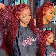99J Burgundy Human Hair Wigs 13x4 Deep Wave Lace Front Wigs Human Hair Pre Plucked With Baby Hair Wigs Human Hair For Women 180% Density 99j Wigs Human Hair - S99J - View 7