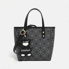 Men Tote Bags - Grid Coffee [for Sophisticated, Mature Women] - View 4