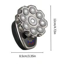 7-Blade/9-Blade Men's Electric Shaver, Bald Head, Hair Clipper, 5-In-1 Floating Shaving, Type-C Charging Port, LED Display, With Nose Hair Trimmer And Face Brush,400mAh Battery - 9D+5合1套裝 - 查看 9