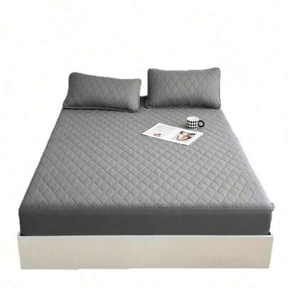1 Pieza Cubre Colchón Impermeable de 3Capas(Sin Funda de Alohada)Protección Completa Transpirable,Antideslizante y Fácil de Lavar Ideal para Hogares y Alojamientos para Colchón Individual Matrimonial Queen King,Color Gris
