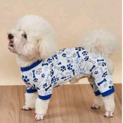 1pc New Spring/Summer Pet Apparel, Dog/Cat Printed 4-Leg Homewear
