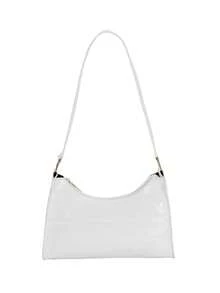 Bolso de hombro con relieve geométrico de unicolor - Blanco - Ver 3