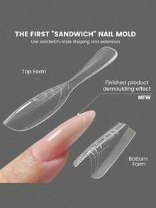 240pcs/Box Sandwich Style Double-Layer Nail Extension Tips, New Oval Shaped Nail Extension Top Layer & Bottom Layer, Quick Nail Extension - Multicolor - View 2