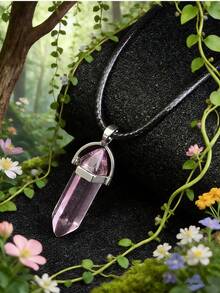 1/5/10/20/30/50/100/200pcs Natural Crystal Glass Stone Glow-In-The-Dark Pendant Necklace, Unisex Crystal Gemstone Chakra Crystal Jewelry, PU Cord Couples Jewelry Gift, Holiday Party Supplies - Multicolor - View 27