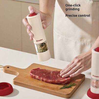 家用厨房电动胡椒研磨器，新鲜研磨调味料、盐、黑胡椒研磨器