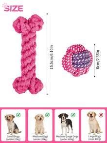 Tired Of Your Dog Tearing Up Your Home And Chewing On Furniture? This Set Of Knotted Toys Is Your Savior! Durable And Chew-Resistant, It Can Effectively Clean Your Dog's Teeth, Reduce Tartar Buildup, And Is Soft On The Teeth. The Bone-Shaped Design Satisfies Their Natural Chewing Instinct, While The Knotted Ball Stimulates Their Chasing Instinct. This Set Covers All The Scenarios Of Your Dog's Solo Play, Entertainment, And Teeth Cleaning. - Multicolor - View 2