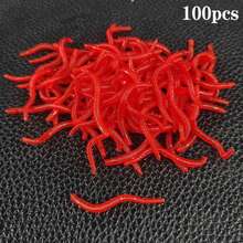 50/100/200pcs Earthworm Soft Bait - Red Maggot Plastic Lure With Bionic Worm Design And Fish Scent - Multicolor - View 13