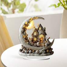 2D Acrylic Decorative Items, Moon Shaped Decor, Rustic Style Night Light, Easter Bunny Decor, Centerpiece Decoration, Glowing LED Light, Fairy Tale Home Decor, Aesthetic Room Decoration, Holiday Gift Ideas - A - View 5