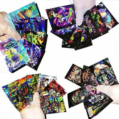 100pcs Vibrant Assorted Pattern Reusable Zip Lock Mylar Bags 2.36*3.15 Inch Smellproof - High-Quality Plastic Pouches For Gifts, Party Favors & Small Item Storage, Party Favor Bags | Colorful Designs | Plastic, Gift Bags