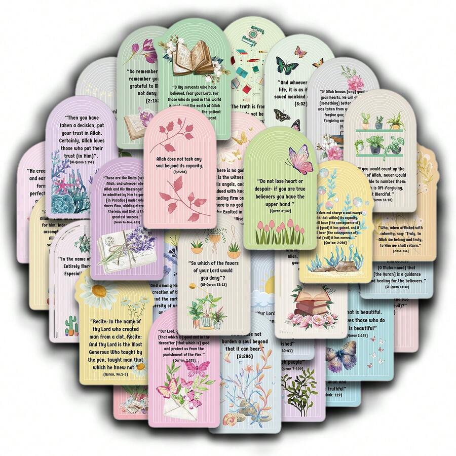 30 miếng/2 tờ nhãn dán câu kinh Hồi giáo - Nhãn dán tôn giáo thẩm mỹ dùng cho nhật ký, sổ tay, kế hoạch, bình nước, máy tính xách tay, nhãn dán tôn giáo, quà tặng Ramadan, Eid Mubarak, đồ dùng làm sổ lưu niệm, văn phòng phẩm, nhãn dán vui nhộn. - A - Xem 1
