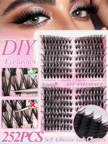 252 PCS 40D+50D Mixed Lash Clusters, Reusable DIY Eyelash Extensions For Natural & Dramatic Eye Makeup, By FQBFQB - D - View 9