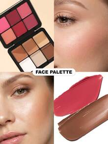 HANDAIYAN 12-Color Metal Blush Palette, Multi-Functional Long-Lasting Natural Makeup Effect, High Pigmentation Concealer Contour Palette, Essential For Christmas And Winter, Suitable For Daily Makeup, Date Night, Singles Party, Travel And Holiday Makeup, Face Painting, Cosmetics For Women, Suitable For Winter/Spring, Ideal For Y2K Fancy Fashion, Suitable As Birthday/Valentine's Day/Mother's Day Gift, Essential For Carnival Party, Best Color Selection - Rose Ritual - 查看 6