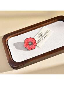 1pc DMLSKY Red & Black Poppy Lapel Pin - Glossy Red Poppy Flower With White Petals & Golden Center, Golden-Tone Border Badge For Backpacks, Jackets, Hats, Lapels - -Inspired Accessory, Remembrance Gift - Red - View 4