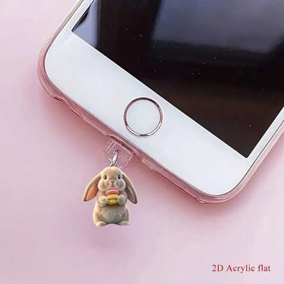 Macaron Bunny 2D Acrylic Anti-Dust Plug, Apple Charging Port, Macaron Droopy Ear Bunny Pendant, Super Cute. Although The Appearance Is Soft And Cute, The Material Is Durable! No Shedding Or Fading, Can Be Hung On Bags Or Keys, Suitable As A Gift For Girlfriends Or Partners.