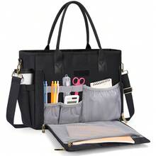 NEWHEY Tote Bag, Teacher's Handbag, With Insulated Lunch Compartment, 15.6-Inch Laptop Bag, Unisex Lightweight Work Bag, Nurse Bag, Office, College, And Nursing Laptop Tote, Black - Multicolor - View 12