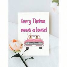 1pc Funny Friendship Greeting Card With Envelope- "Every Thelma Needs A Louise" Pink Car Design - High-Quality, Perfect For Best Friends, Siblings, And Confidants - Ideal Gift For Friendship Day, Friendship Gifts - 多色的 - 查看 6