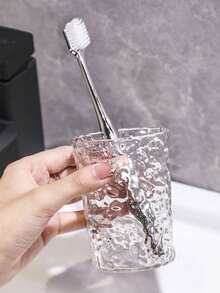 1pc Glacier Texture Fashionable Transparent Couple Toothbrush Holder, Essential For Back To School - Multicolor - View 4