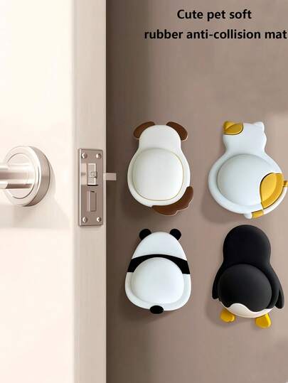 Cartoon Cute Pet Anti-Collision Sticker, Soft Door Sticker, Refrigerator Door Protector Pad - Adorable Cartoon Animal Design, Suitable For: Home Doors, Phones, Various Vehicles And Other Easily Collided Areas
