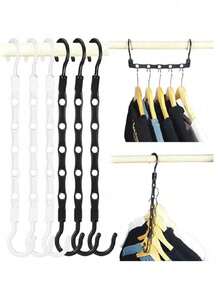 1/3/10pcs ABS Thick Plastic Multi-Hook Hanger Storage Organizer - 3kg Capacity, Suitable For Clothing Stores, Space Saving, Wrinkle-Free, Compact Wardrobe Storage, Drying Clothes, With 5 Slots, Vertical & Horizontal Dual-Direction Use, 360° Rotation, Easy Operation, Suitable For T-Shirts, Shirts, Blouses, Dresses, Spring/Summer Tops - Multicolor - View 9