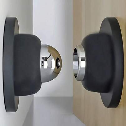 Chặn cửa từ tính mạnh mẽ, chặn cửa từ tính có băng dính hai mặt, chặn cửa trang trí màu đen mờ, chất liệu silicon giảm tiếng ồn, không cần khoan, dễ dàng lắp đặt.