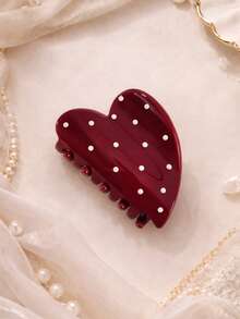 2个/1个女士黄色弧形发夹，红色爱心波点发爪，大号发爪发饰，时尚百搭优雅简约纯色发夹，适合日常、休闲、派对、海滩、度假、发型设计、洗脸/洗头、化妆、服装配饰，秋冬春夏海滩发爪夹度假发夹 - 彩色 - 查看 4