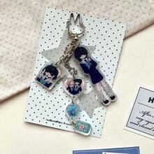 1个2026新款“通勤女孩”复古日系亚克力吊坠钥匙扣手机DIY挂件，Y2K美学 - 生日礼物、理想礼物、惊喜礼物、节日礼物、情侣礼物、圣诞礼物、游戏玩家礼物、减压玩具 - 彩色 - 查看 8