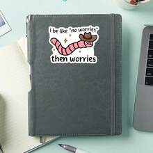 1张“我就是这样，没事就担心”贴纸，可爱牛仔虫笔记本电脑贴纸，趣味心理健康乙烯基贴纸，讽刺焦虑礼物，防水即撕即贴水瓶贴纸，俏皮水杯贴纸，粉色虫子笔记本贴纸，送给过度思考者的完美礼物，牛仔帽虫子汽车贴纸 - S1796 - 查看 4