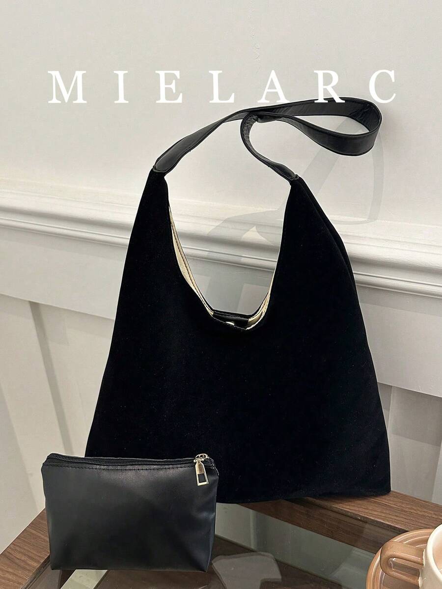 Large Capacity Suede Tote Bag For Women 2026 New Korean Style Premium Fashion Casual Versatile 2 Pieces Set Shoulder Commuter Shopping Bag