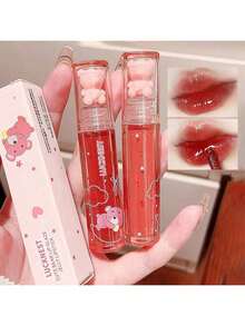 6Pcs Bear Lip Glaze Jelly Lipstick, Liquid Lipstick Cute Bear Lipgloss Moisturizing Lip Stain Plumping Water Lip Gloss Waterproof Long Lasting Cheek Rouge Tint Cosmetics Beauty Makeup - 彩色 - 查看 8