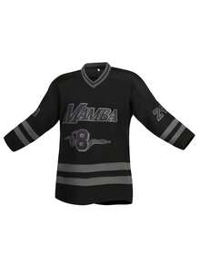 男士刺绣曲棍球T恤，V领长袖T恤，休闲派对运动服，黑色 - 黑色 - 查看 2