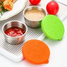 6pcs Stainless Steel Seasoning Dish, Sealed Sauce Cup With Lid, Leak Proof Salad Dipping Bowl, Suitable For Picnics And Kitchens - Multicolor - View 5